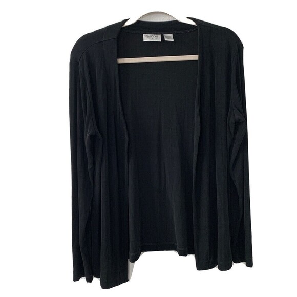 Chico's Travelers Womens Size Medium Black Slinky Stretch Open Cardigan Sweater - Picture 1 of 5